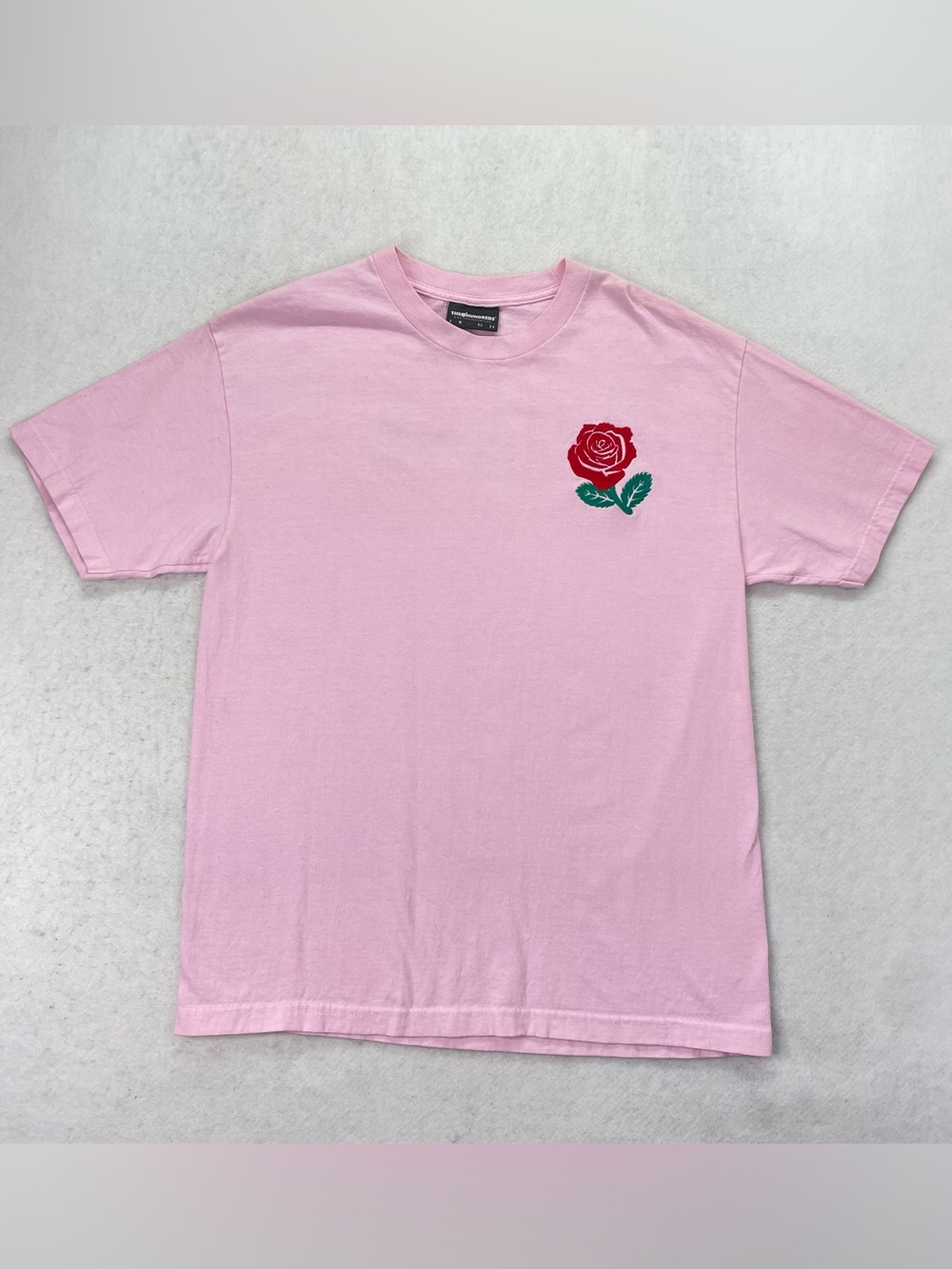 The Hundreds Big Rose Embroidered T-Shirt Short Sleeve Pink Mens Size Large VGC